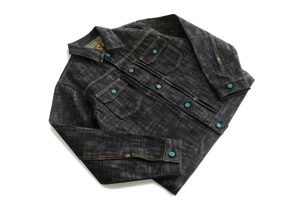 Sauce Zhan Men's Denim Jacket 20oz Heavyweight Selvedge Denim Slub Yarn Double-Dyed Year of The Snake Edition Loose Fit