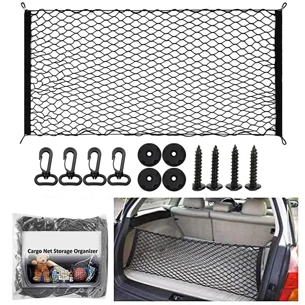 

Trunk Net Bag, Tail Box Net Cover, Car Luggage Net, Storage Net (110*60cm Flat Net) Elastic Mesh Black 110X60cm Car Accessories
