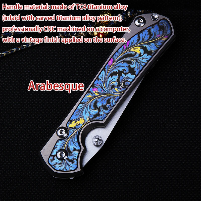 Premium M390 Steel Folding Knife TC4 Titanium Engraved Handle Outdoor EDC Portable Gift Collectible Pocket Tool - view 5