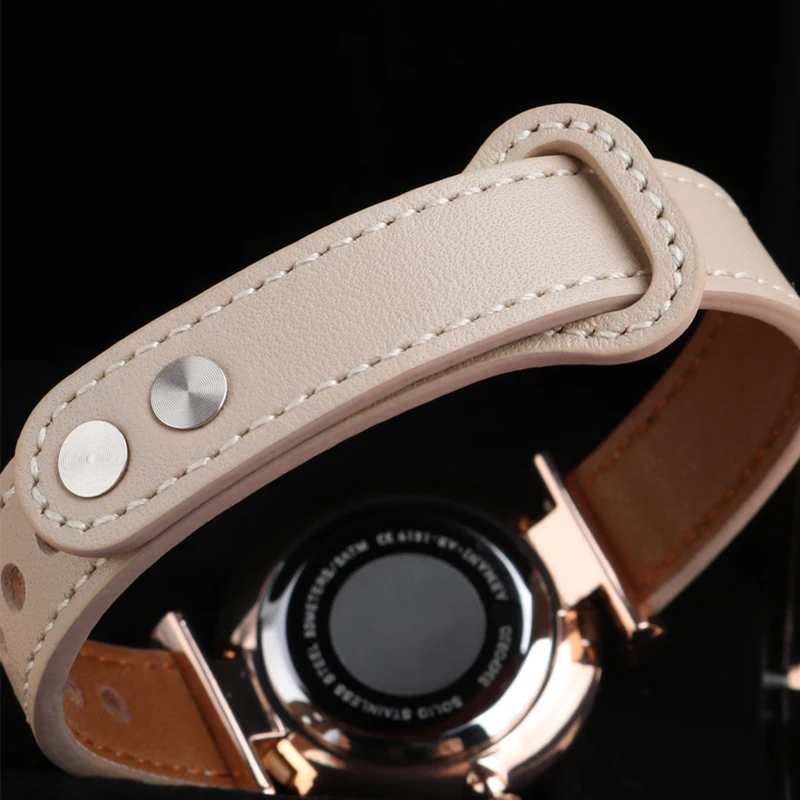 For New Garmin Watch Lily 2 Girls 14mm Genuine Leather Strap Lily2 Instagram Style Fashionable Loop Buckle Cowhide Watch Chain