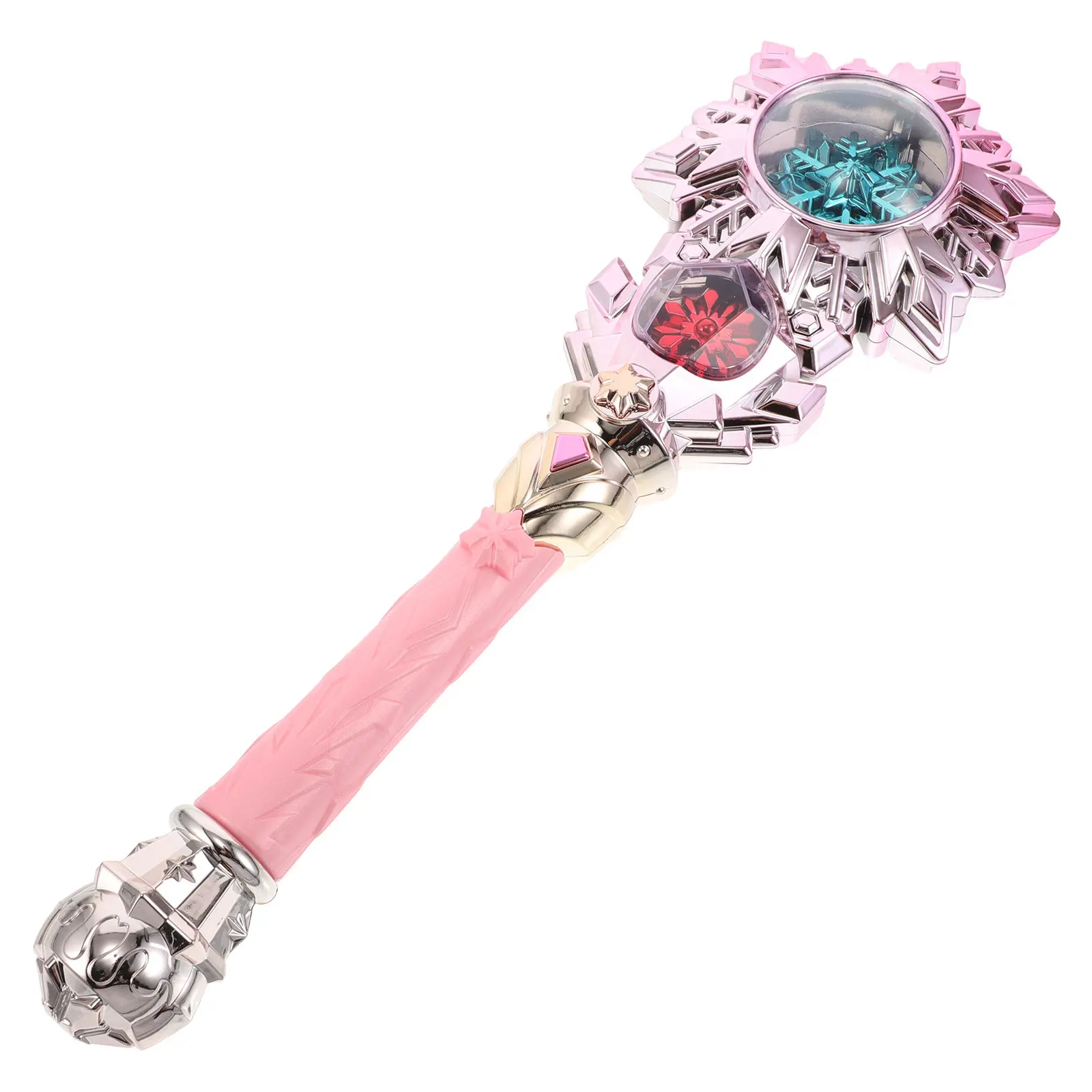Crystal Snowflake Princess Wand Glowing Flashing Light Up Musical Effect for Girls Costume Party Birthday Queen Gift Caster Wand