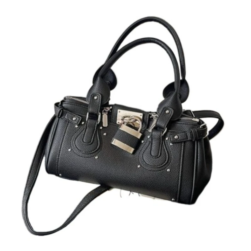 Niche Rivet Pillow Bag Women's 2026 Fashion New Portable Spice Girl Lock Handbag Temperament Commuting Shoulder Crossbody Bag