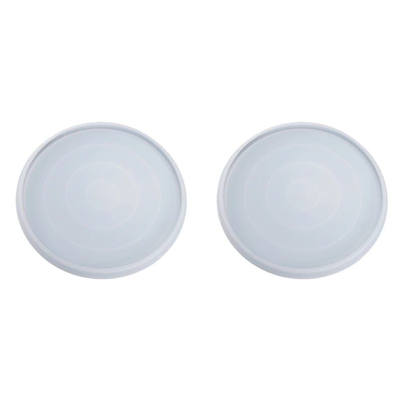 

2Pcs Self-Made Round Mirror Dish Set For Plate Coaster Large Tray Silicone Diy Glue Mold