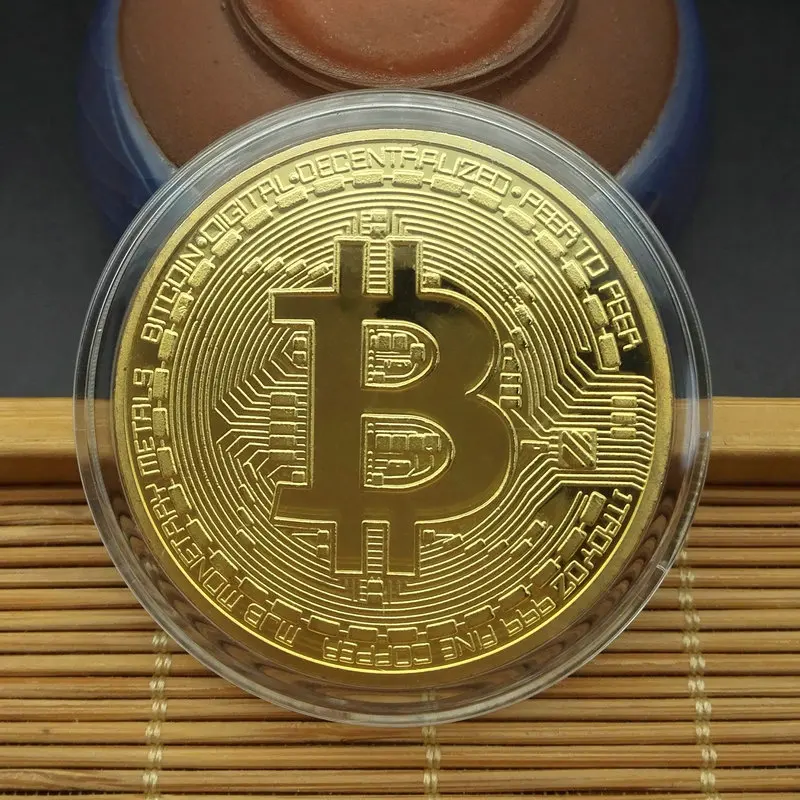 Gold Plated Bitcoin Coin Collectible Art Collection Gift Physical Commemorative Casascius Bit BTC Metal Antique Imitation