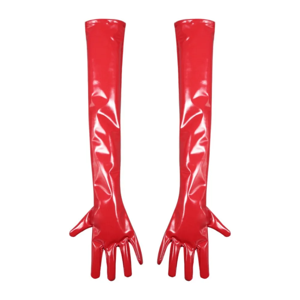 اللاتكس الأمونيا مرآة الذراع الطويلة قفازات خادمة مرحلة الأداء تأثيري ملهى ليلي بو قفازات جلدية