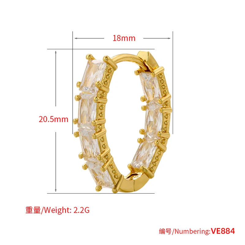 ZHUKOU Snake Round Hoop earrings Oval Cubic Zirconia Hoops women exquisite Gold color piercing huggie earrings wholesale VE884