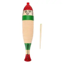 Wooden Guiro Instrument Percussion Guiro Instrument Wooden Guiro Hand Music Toy Percussion Instrument With Scraper Fish Shape