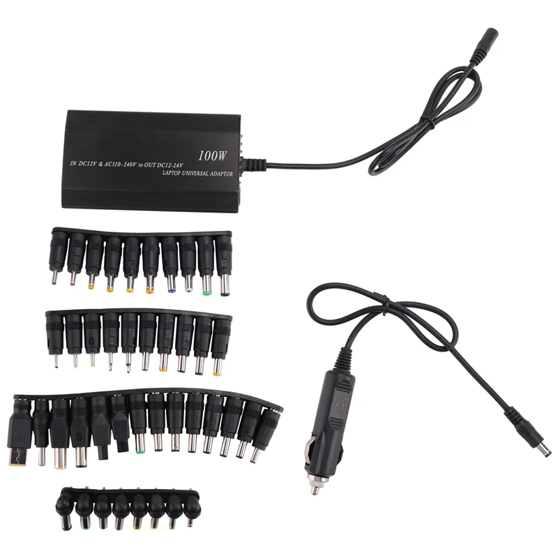 AED7-Adaptor Daya AC 5V-24V Universal Pengisi Daya Rumah Mobil Dapat Disesuaikan Catu Daya USB5V Laptop 100W 5A dengan 34 Buah Konektor DC