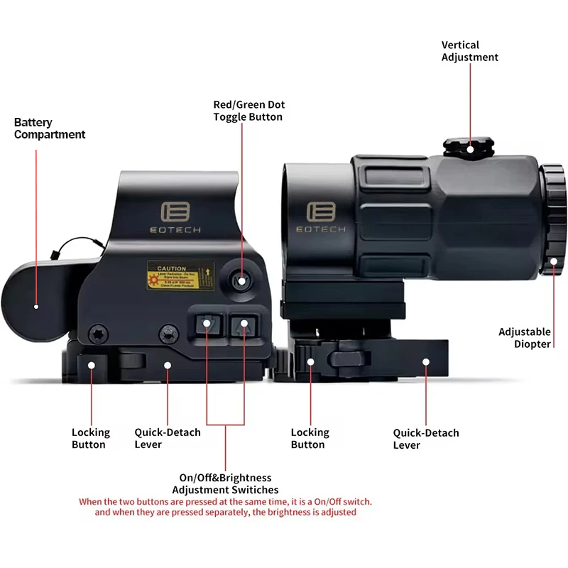 558+G33/G43 Taktisches holografisches Zielfernrohr, 3-faches Vergrößerungszielfernrohr, Red Dot Optic Sight mit/20 mm Schienenhalterungen und