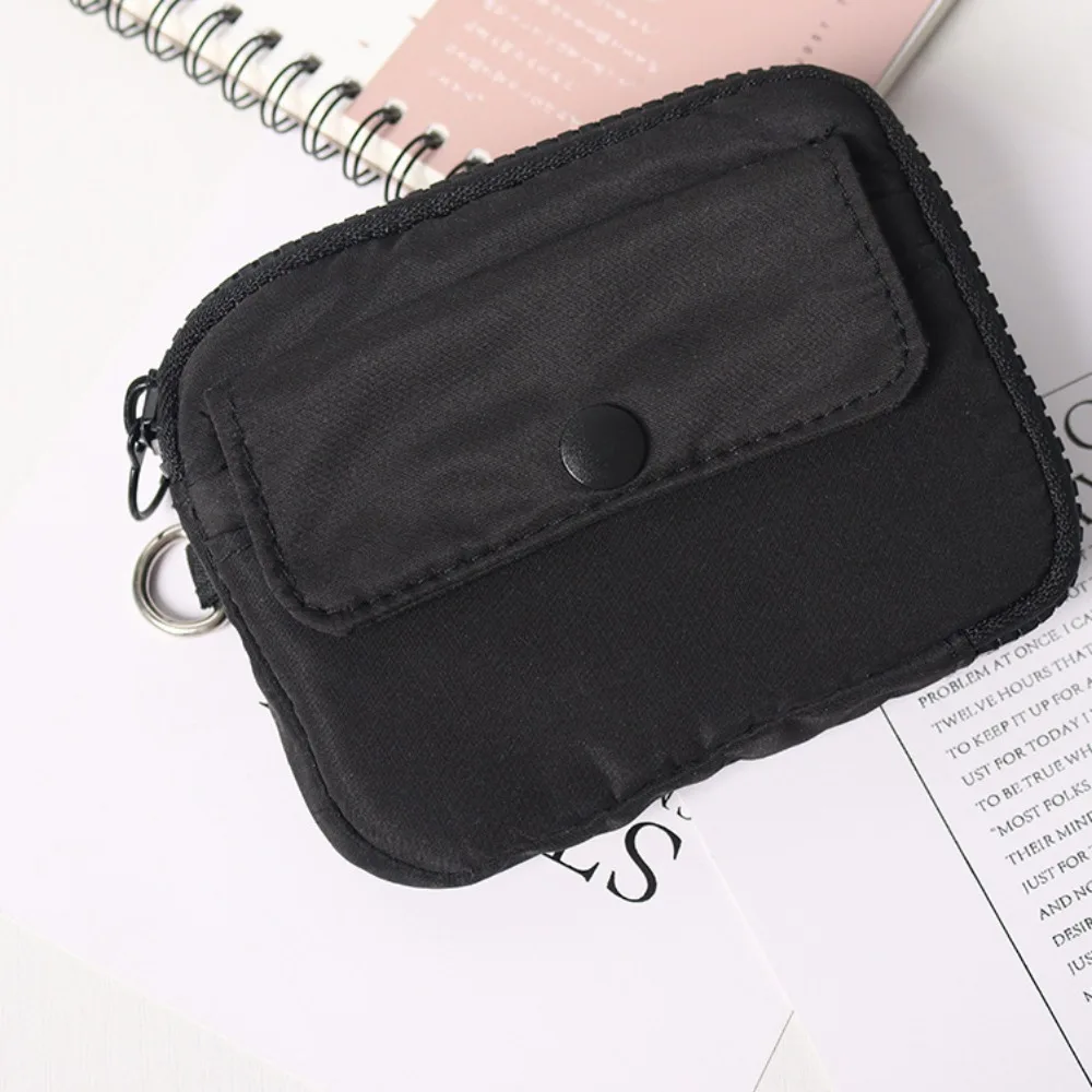 محفظة قصيرة متعددة الوظائف من النايلون للعملات المعدنية، حامل بطاقة بسحاب، حقيبة سماعة أذن مربعة خفيفة الوزن، حقيبة تخزين صغيرة يوميًا #1