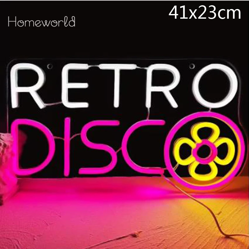 Retro Disco Neon Sign for Wall Decor Music On Air LED Light Sign for Bar Bedroom Club Coffee Shop Restaurant Neon Sign for Party