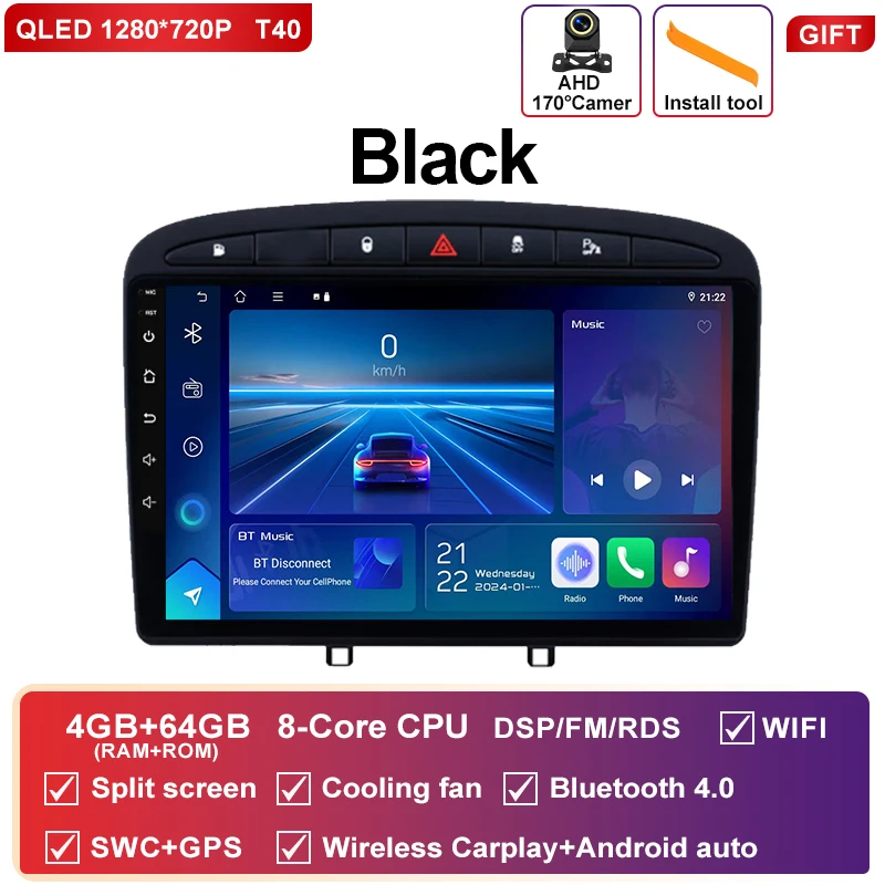 Android 16 autoradio voor Peugeot RCZ 308 SW 2007-2015 408 2012-2020 Multimedia Navigatie GPS Carplay Auto Head Unit 4G WIFI BT