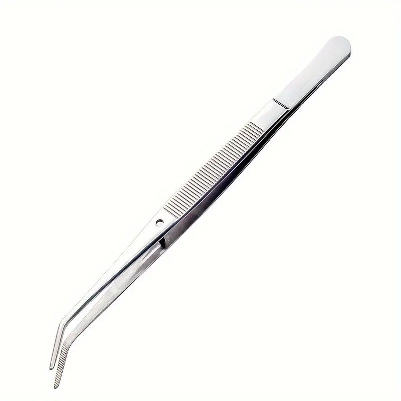 2pcs Stainless Steel Multi-Purpose Tweezers - Perfect For Nail Art, Dental Crystals & Cotton Picking image 4
