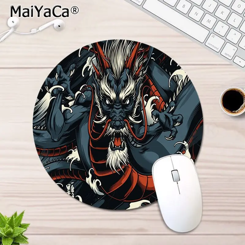 Japanese Dragon 20x20cm Round Gaming Mouse Pad Gamer Desk Mats Keyboard Pad Mause Pad Office Desk Set Accessories Office Desk