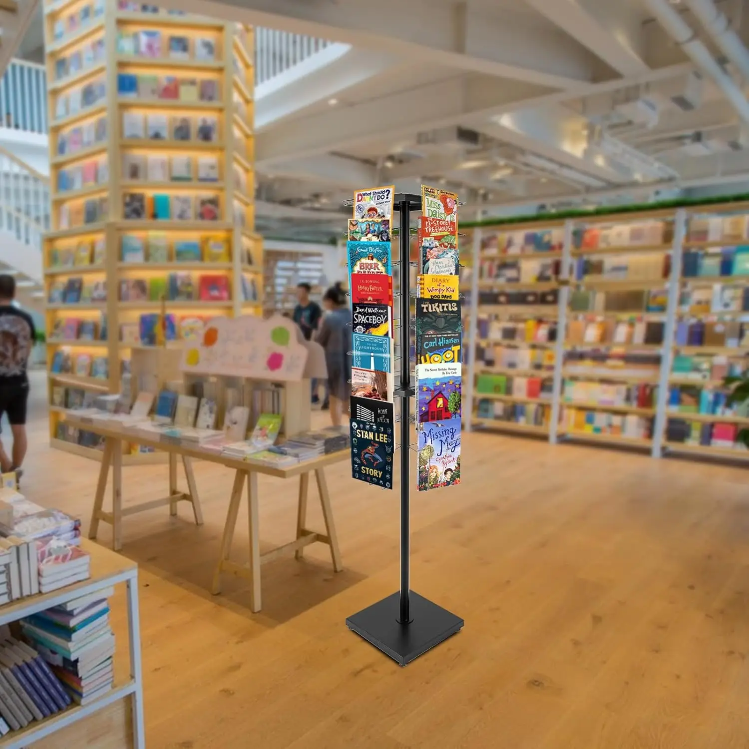 36 Pockets-Rotating Magazine Rack Holder Brochure Display Stand Comic Book Flyer Literature Display Stand Floor Standing Organiz