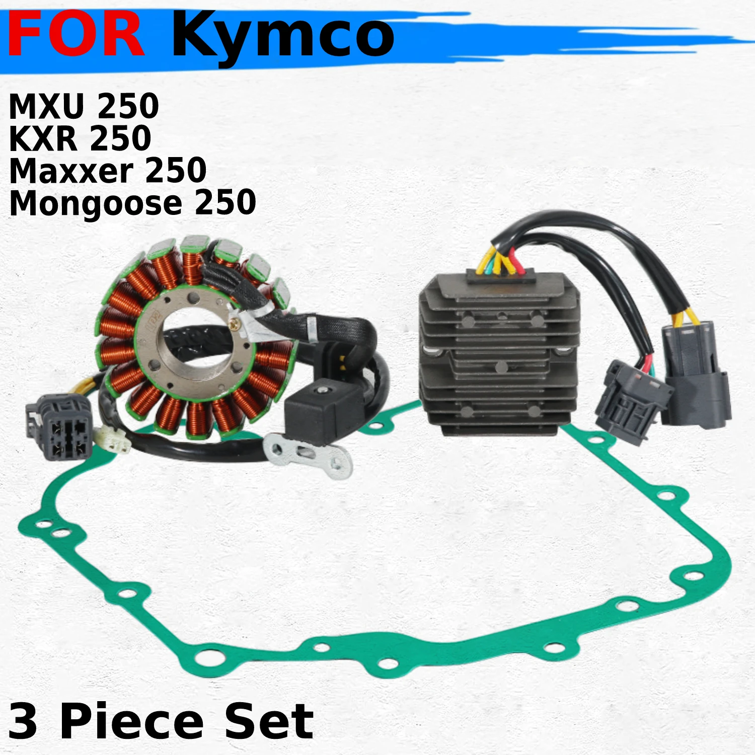 

For Kymco KXR 250 /Maxxer 250 /MXU 250 /Mongoose 250 Regulator Magneto Stator Coil Gasket Kit OEM:31120-LBA7-90A /31600-LBA7-900