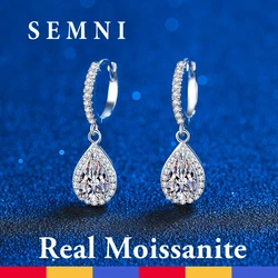 SEMNI 2.0ct Moissanite Diamond Water Droplet Drop Earrings for Women S925 Sterling Silver Plated With White Gold Beautiful