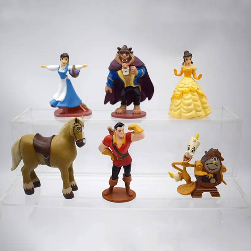 Figuras articuladas de PVC de DisneyBeauty y la Bestia de 6 piezas, Bella/Bestia/Lumiere/CogsworthKidsDecoración de regalo de Navidad Oferta especial