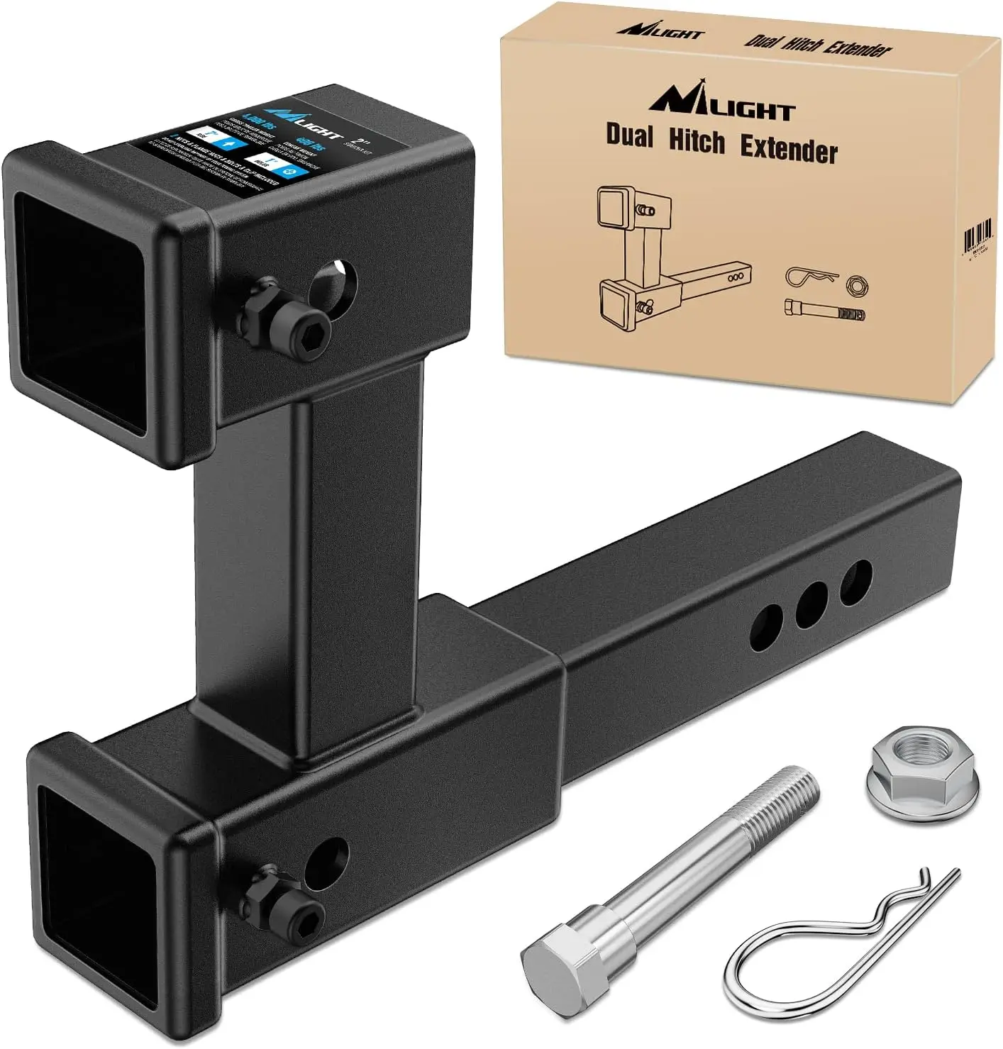 

2 Inch Hitch Extension with Bolt Nut Kit, Adjustable 8-10 Inch Length, 4000 lbs GTW Capacity