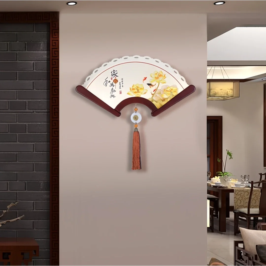 TechHPTraditional Chinese Fan-Shaped Wall Sconce Eight Horses Art Wall Lamp For Living Room Study Office Home Decor