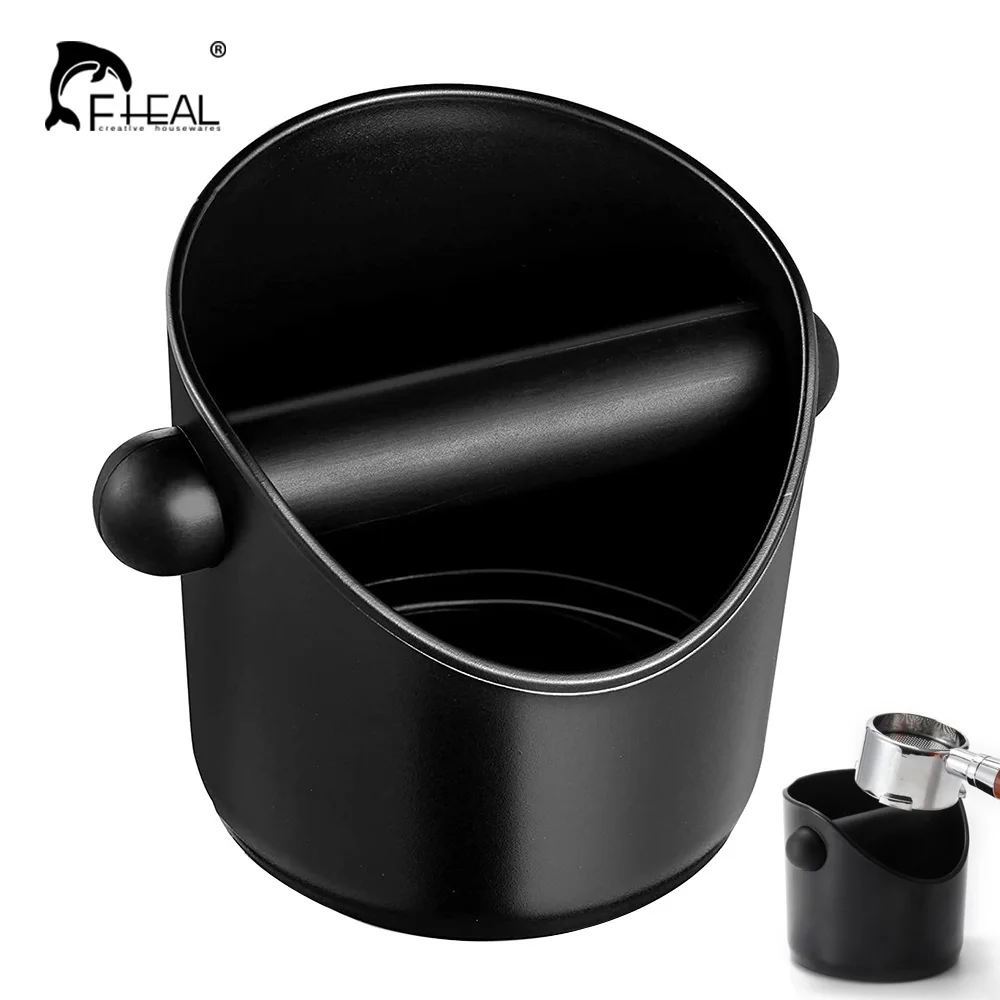 FHEAL Coffee Knock Box with Removable Knock Bar Shock-Absorbent Durable and Non-Slip Base for Espresso Maker Espresso Waste Bin