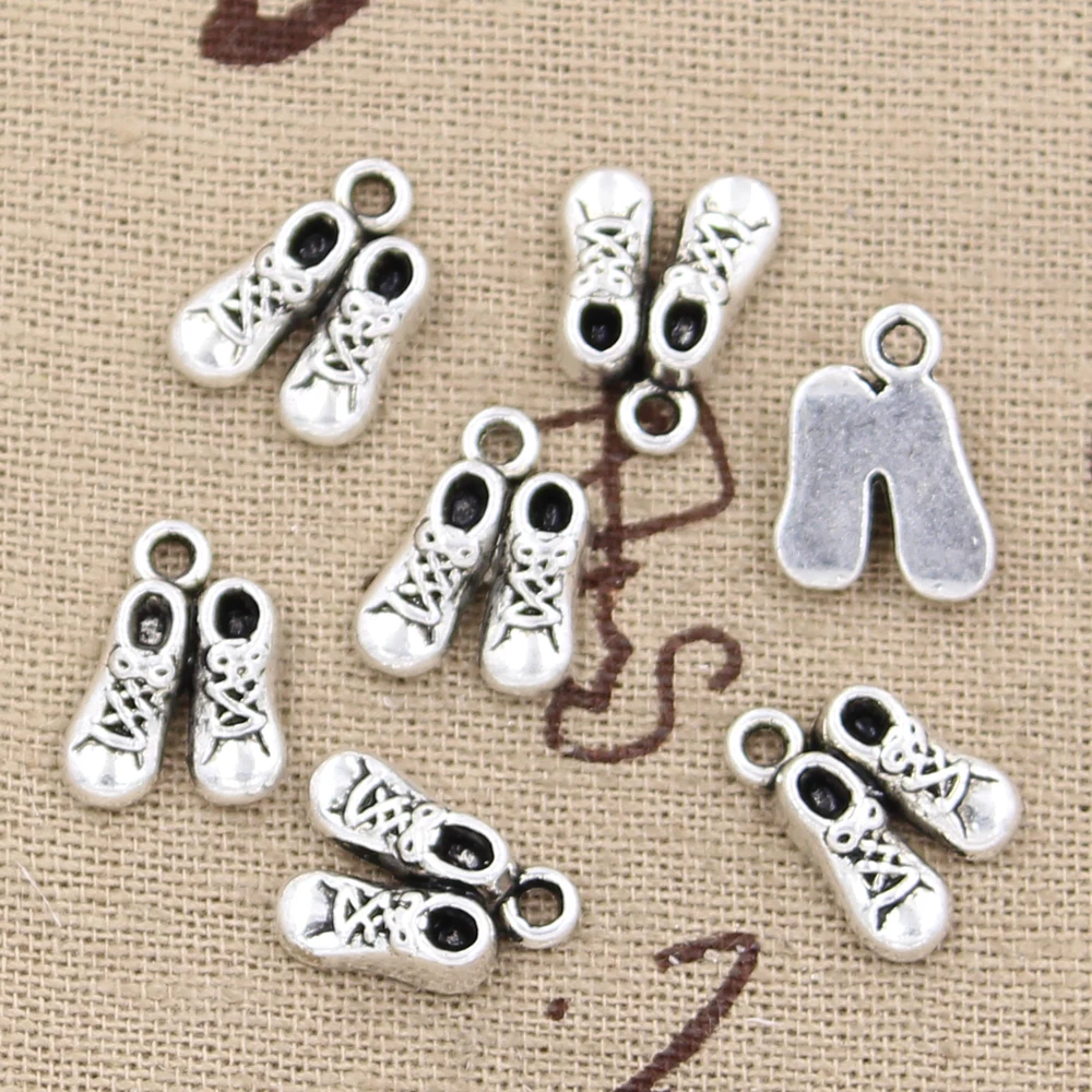 15pcs Charms Shoes 14x10mm Antique Silver Color Pendants Making DIY Handmade Tibetan Finding Jewelry