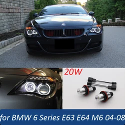 20W 6000K white LED Headlight Angel eyes bulb Light for BMW 6 series E63 E64 M6 645ci 650i 2004-2008