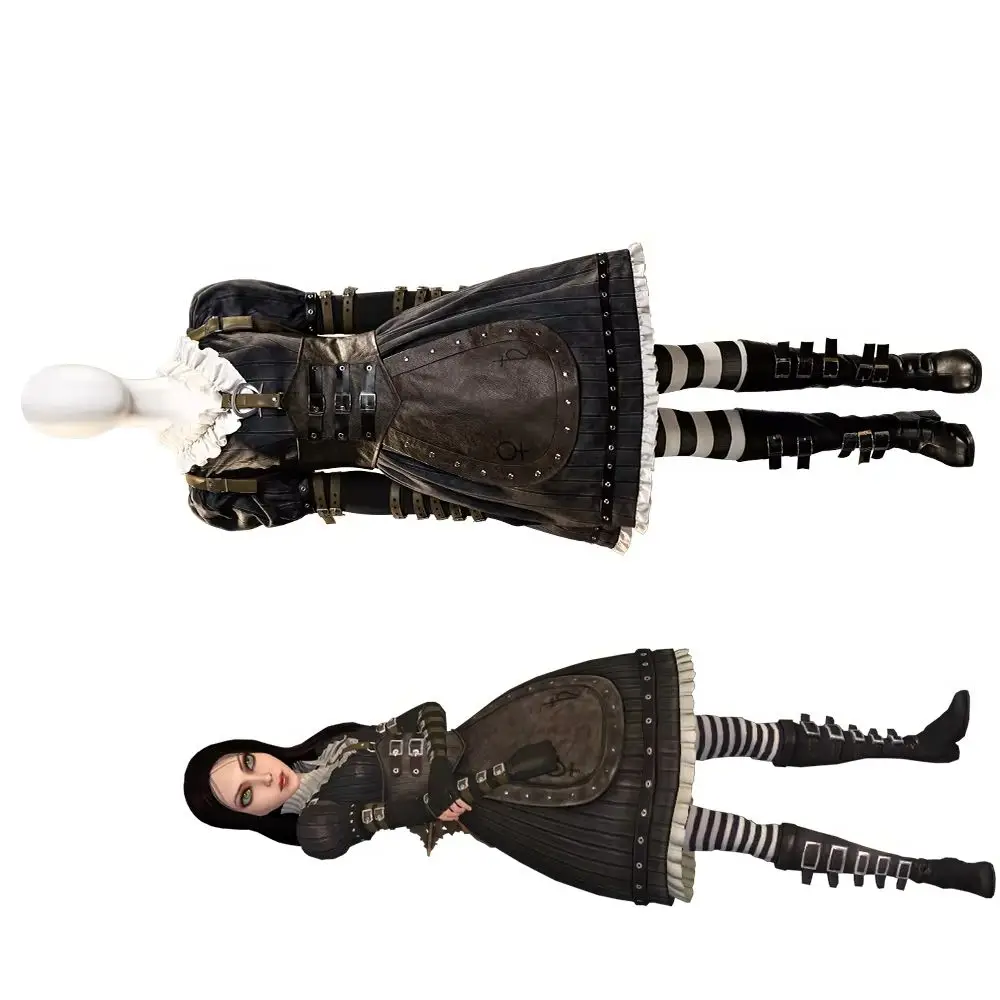 

Madness Returns Cosplay Alice Costume for Women Vintage Fancy Dress Suit Halloween Carnival Party Disguise Fighting Lolita Gown
