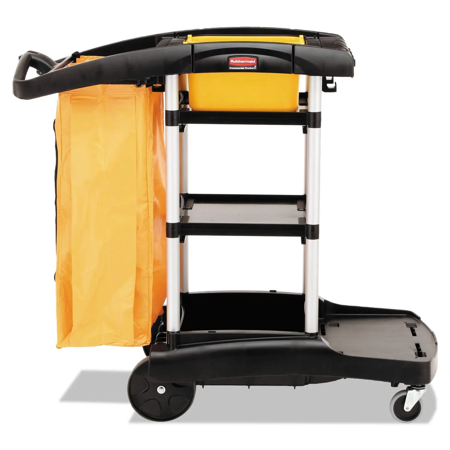 Commercial Products Housekeeping Service Cart with Two Caddies, Black  Utility/Service Rolling Cart with Wheels