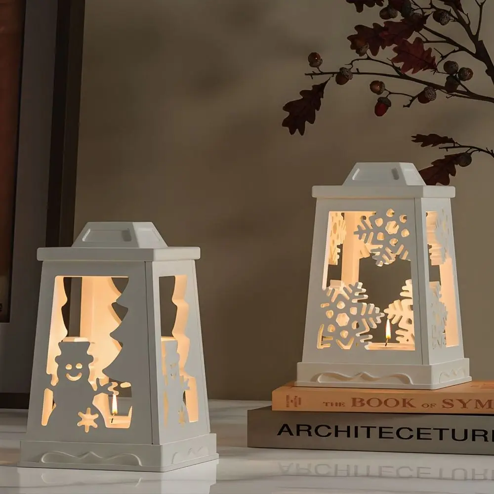 Splicing Candlestick Christmas Candle Holder Lantern Shape Top Dropping Mold Epoxy Silicone Mold Deer Snowflake Design