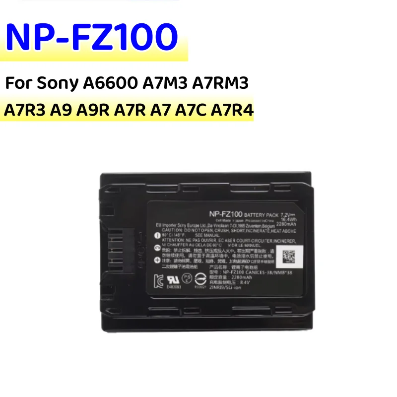 New 2280mAh NP-FZ100 NPFZ100 NP FZ100 Battery For Sony A6600 A7M3 A7RM3 A7R3 A9 A9R A7R A7 A7C A7R4