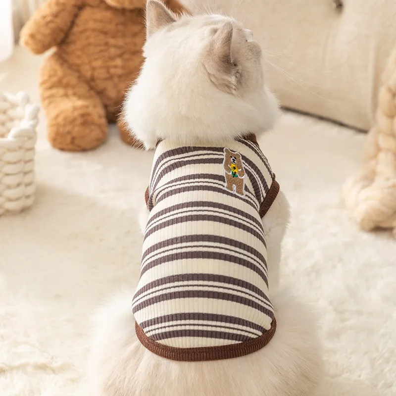 Haustier Hund Weste Welpen Kleidung Sommer Baumwolle Bär Druck T-Shirt Gestreiften Hund Hemd Mädchen Hund Kostüm Chihuahua Koreanischen Stil Kleidung – Detail 16