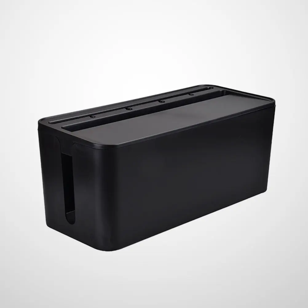 Wire Storage Box Black Medium Multifunction Plastic Cable Organizer Household Power Strip Charger Cord Storage Container