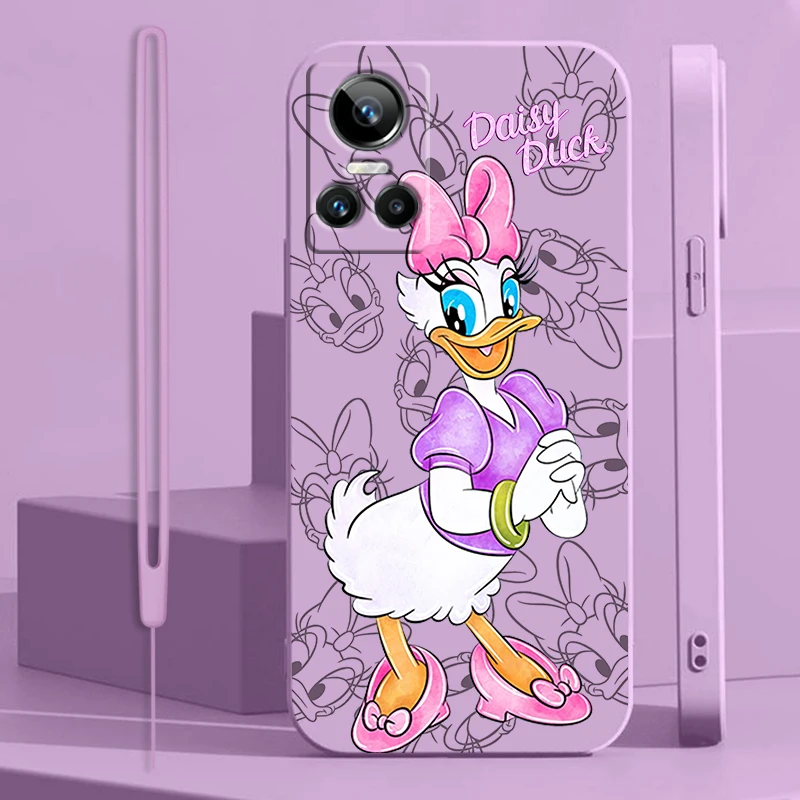 Donald Duck Daisy For OPPO Realme GT Neo 3 2 Master 8 9 Narzo 50A 50i Reno 7 Silicone Soft Liquid Rope Phone Case Fundas