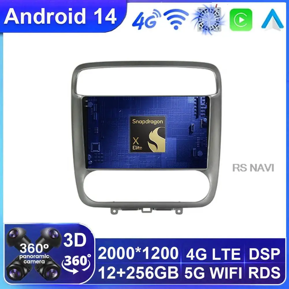 

Автомагнитола на Android 14 для Honda Stream 2000-2004 Carplay, автомобильный мультимедийный видеоплеер, навигатор, головное устройство, Wi-Fi + 4G 360 камера BT