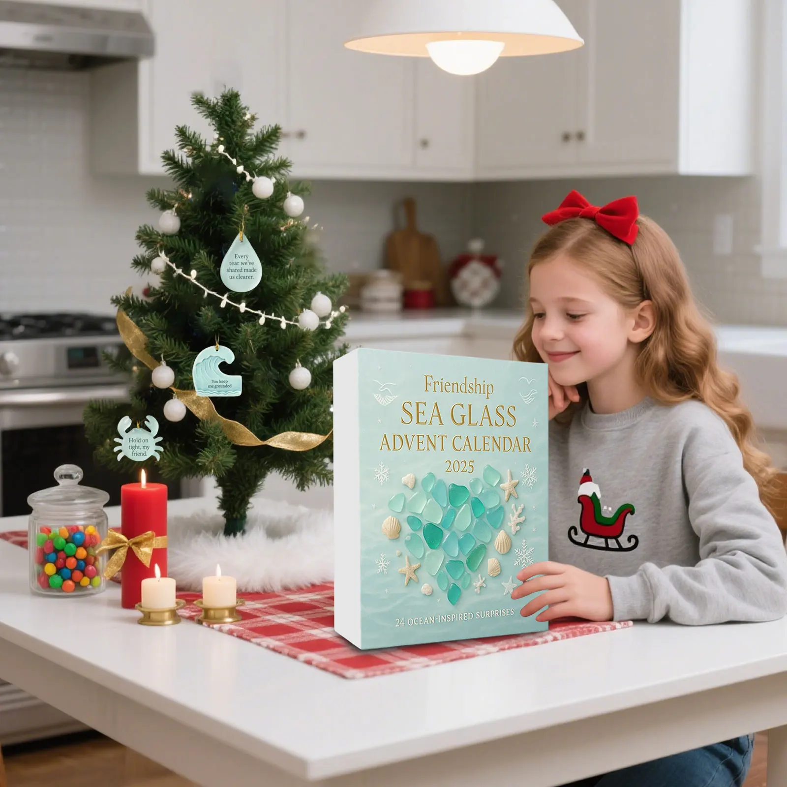 مؤقت رقمي كبير تجريب 2D الصداقة زجاج البحر تقويم القدوم 2025 24 يوما عيد الميلاد العد التنازلي التقويم ساعة للأطفال #5