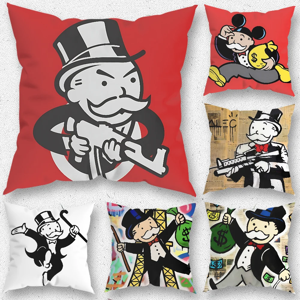 

Dollar Alec Monopoly Man Pillow Case For Home Bedroom Room Decoration Living Room Sofa Cushion Cover Suitable