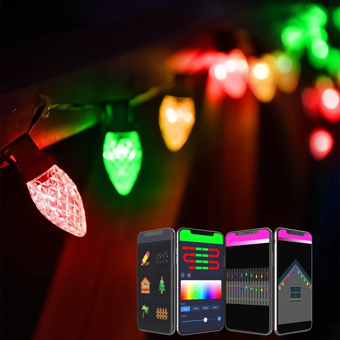 C9 Strawberry LED Christmas Light Smart String Lights RGB APP Controlled Waterproof For Garland Wedding Home Tree Outdoor Decor