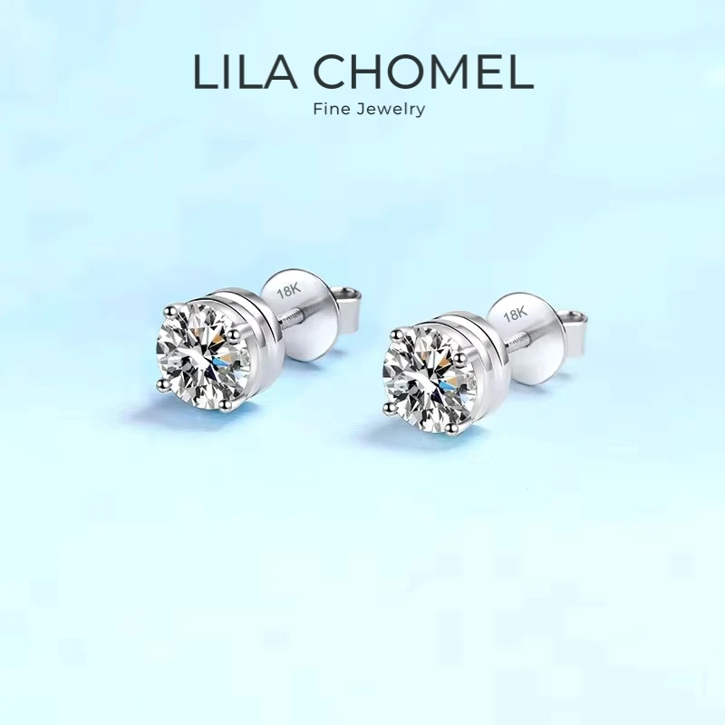 Women Engagement 18K White Gold Wedding Earrings 0.3/0.5/1CT Moissanite Diamond Girl Birthday Gift PT950 Lover Valentine's Day