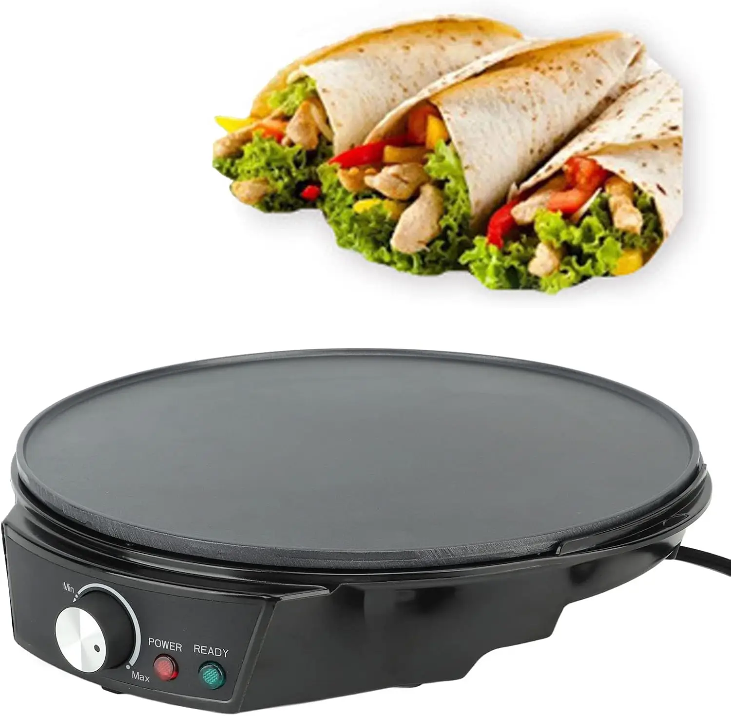 Pancake Griddle, Electric Crepe Maker, Dual Use for Blintzes Eggs Pancakes Portable Adjustable Temperature Settings Summer Break