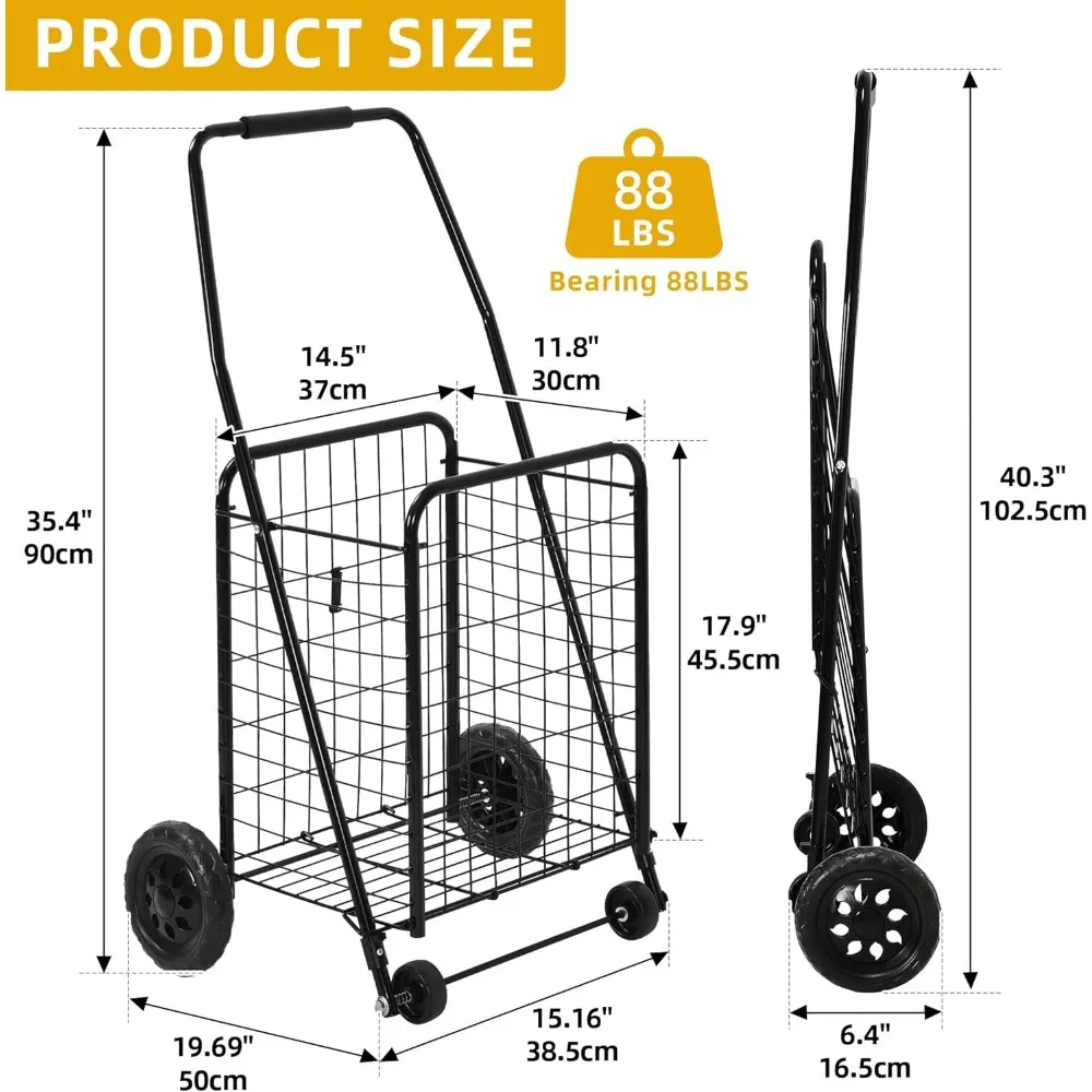 Carro de compras plegable con ruedas para personas mayores - Carro de comestibles plegable portátil para ir de compras