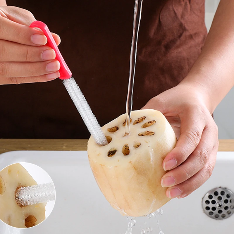 Lotus Root Hole Brush Lotus Root Brush Decorating Mouth Brush Cleaning Bottle Water Cup Straw Brush Lotus Root Hole Stainless