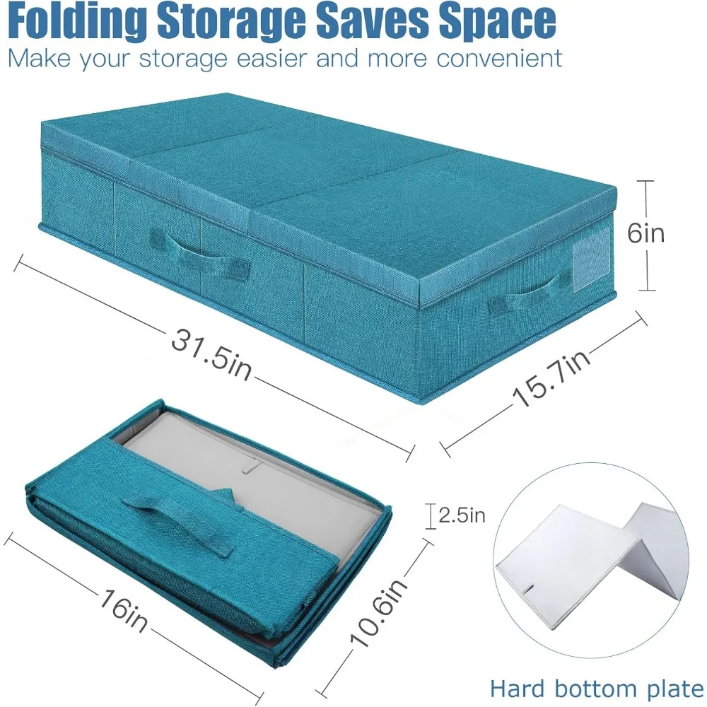 Underbed Storage Containers Bin with Lids (2pcs) Large Under Bed Organizer Box Handle, Foldable the Bags for Organizing Clothes,