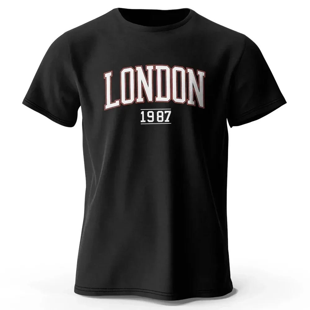 Men's London 1987 Vintage T-shirt Sport 100% Cotton Print Oversized Tees for Men Women Sportswear Tops