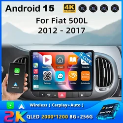 Android 15 For Fiat 500L 2012 - 2017 Car Radio Multimedia Video Player Navigation GPS Auto Carplay QLED Touch Screen No 2Din DVD