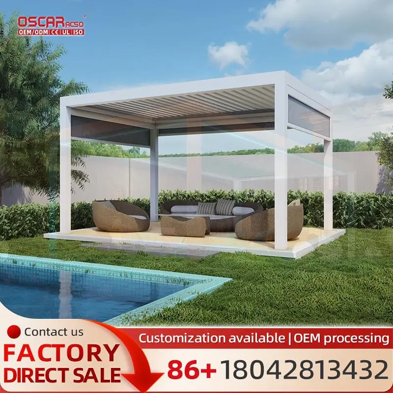 

Умный мотор, роскошная жалюзи на крыше, уличная алюминиевая беседка для сада, патио, беседка у бассейна