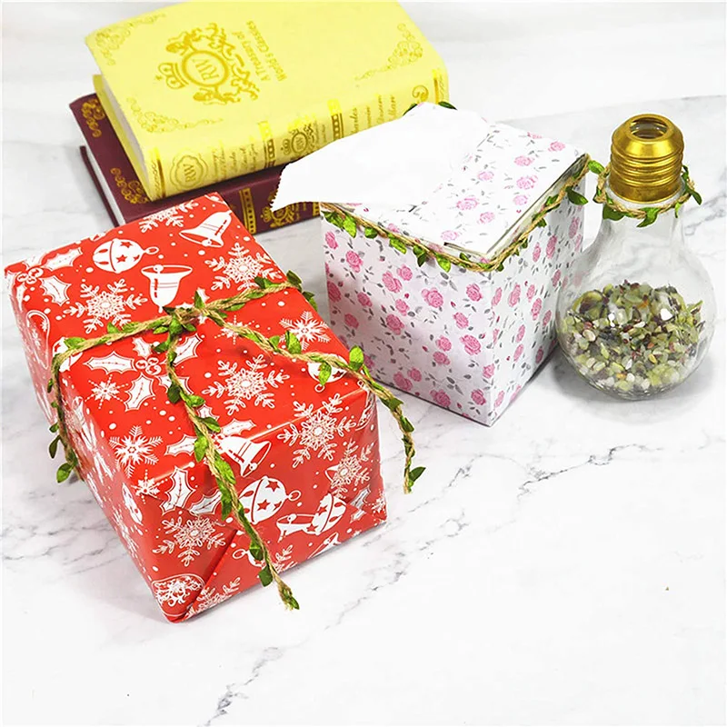 Pastoral Forest Linen Packaging Rope DIY Simulation Decoration Vine Green Leaf Braid Linen Rope-1 Roll