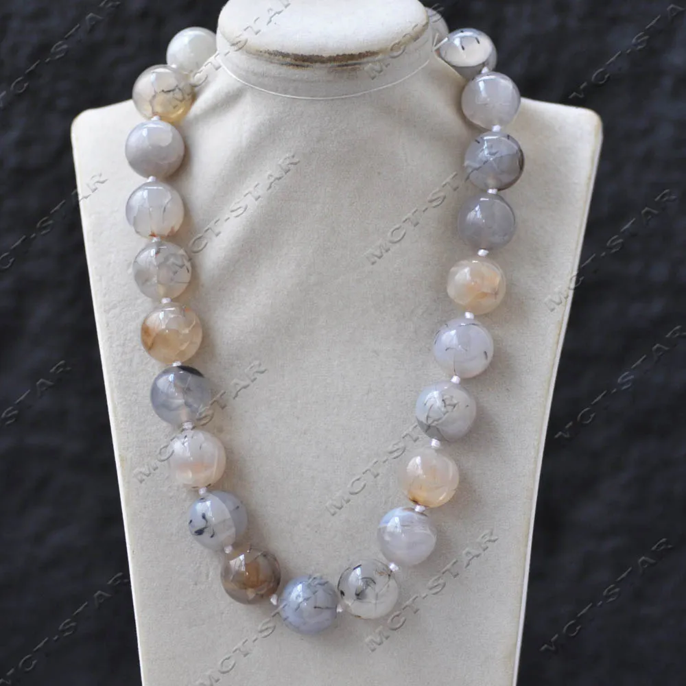 

MTC·STAR Большое 20 дюймов, 20 мм, серое и желтое (желе изоли), круглое ожерелье из смешанного агата (Z14132)