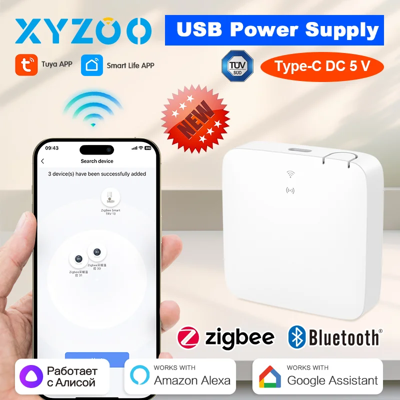 

Многорежимный Bluetooth-шлюз Tuya ZigBee 3.0 Smart Life APP Дистанционное голосовое управление Автоматизация Поддержка питания через USB