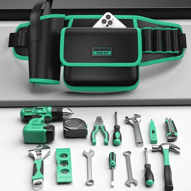 耐摩耗性耐性ヘビーデューティナイロンツールオーガナイザーポーチセット2の防水ライニングに最適な建設労働者に最適37jd